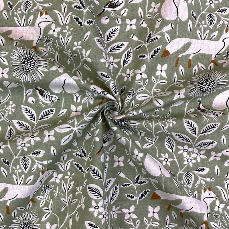 Printed Cotton CAMPANA Lichen / Rust